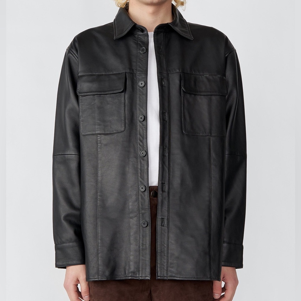 Deadwood Shoreline Shirt Leather Jacket in Black (US S)